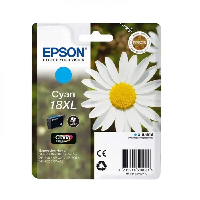 OUTLET EPSON T1812 C13T18124020 18XL MAVİ ORJİNAL KARTUŞ 450 SAYFA (XP102 XP202 XP302 XP402 XP405)