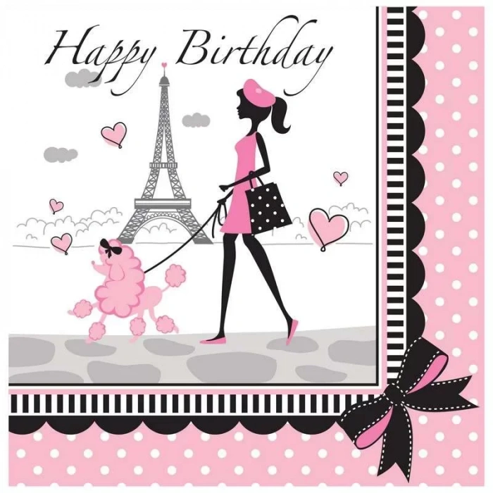 Paris Partisi Happy Birthday 16 Lı Peçete