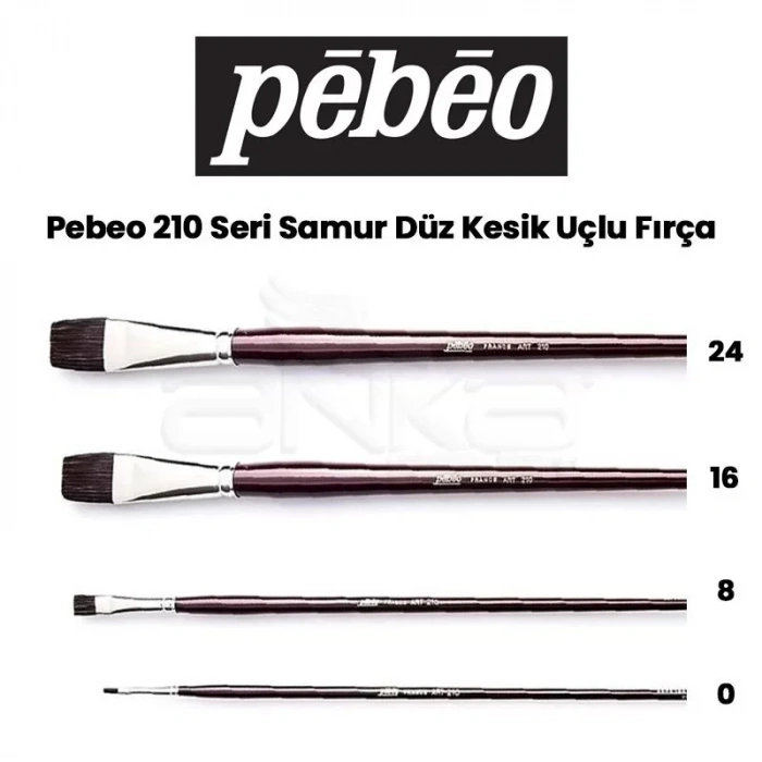 Pebeo 210 Seri Samur Düz Kesik Uçlu Fırça