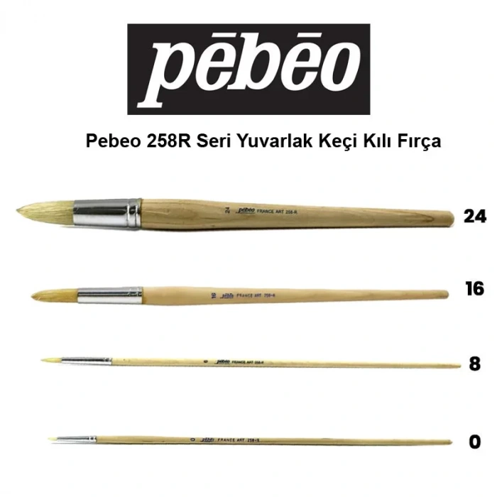 Pebeo 258r Seri Yuvarlak Uçlu Keçi Kılı Fırça