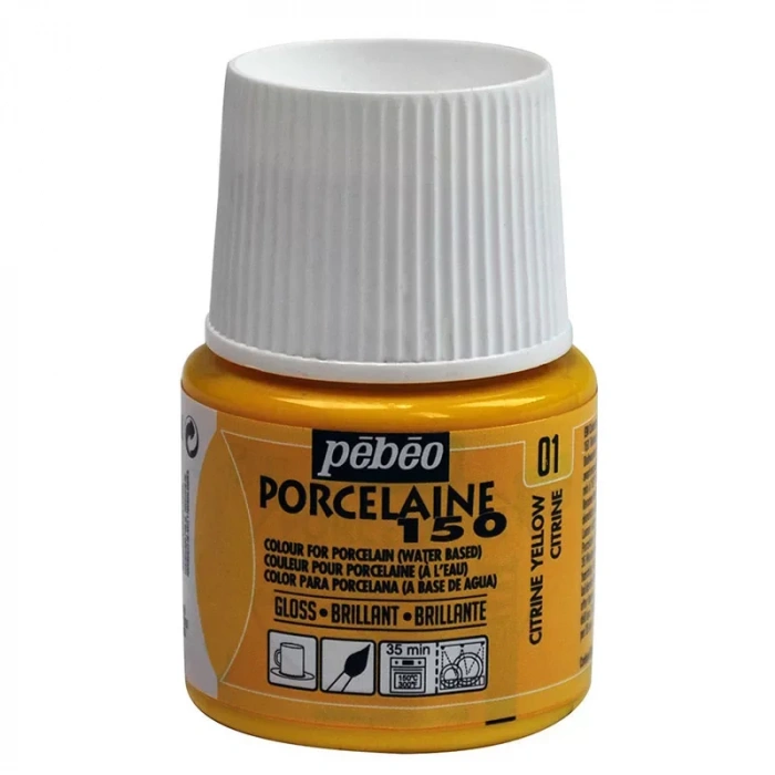 Pebeo Porcelaine 150 Fırınlanabilir Porselen Boyası 01 Citrine Yellow