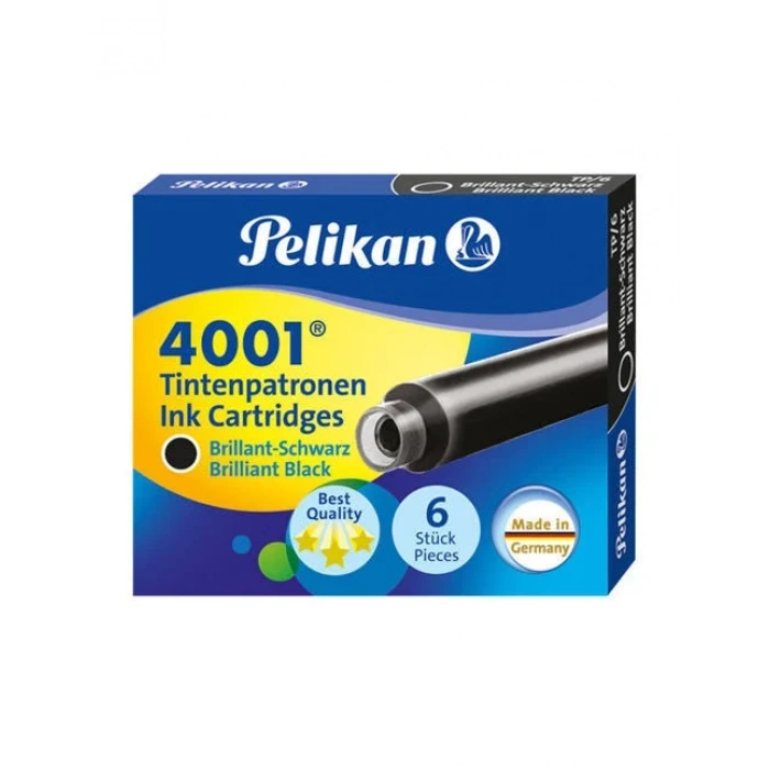 Pelikan 4001 Kısa Dolma Kalem Kartuşu 6lı SİYAH