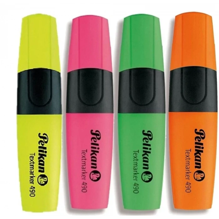 Pelikan 490 Fosforlu İşaretleme Kalemleri (4 Lü Karışık Poşet)