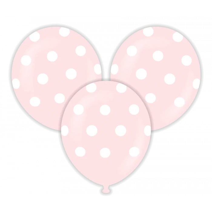 Pembe Puanlı Çepeçevre Baskılı Balon 10 Adet