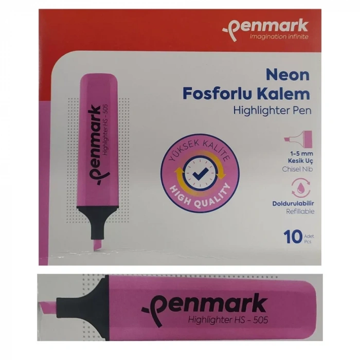 Penmark Fosforlu Kalem Neon Pembe Renk (10 Adet)