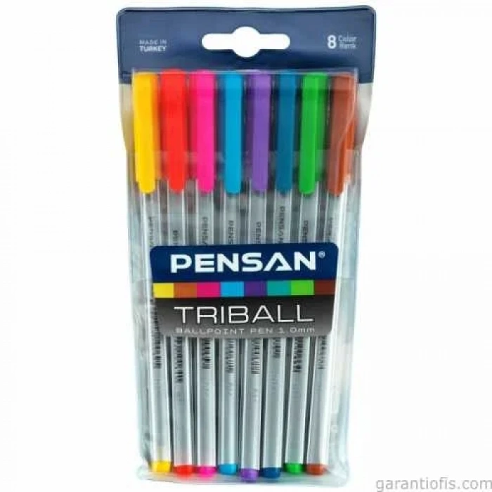Pensan 1003 Triball Üçgen Gövdeli Tükenmez Kalem (8 li Paket)