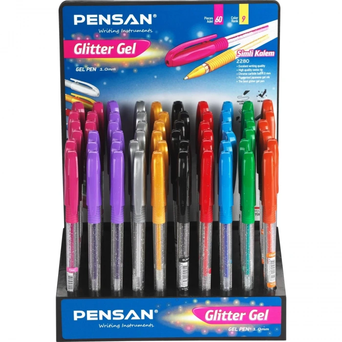 Pensan Glıtter Gel Kalem Simli 60 Lı Stand 2228/s