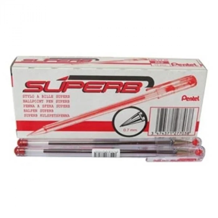 Pentel BK77 Yağ Bazlı Roller Tükenmez Kalem KIRMIZI 12li Kutu