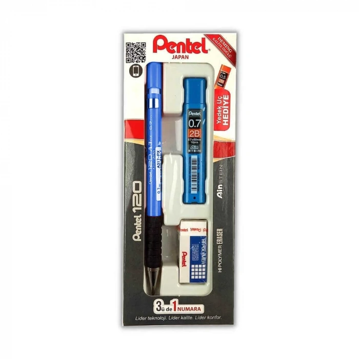 Pentel Versatil Kalem + Silgi + Min 3lü Set 0.7 mm A317-3CS