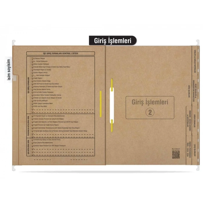 Personel Özlük Dosyası 8 Yapraklı (Metal Askılı 25 Adet)