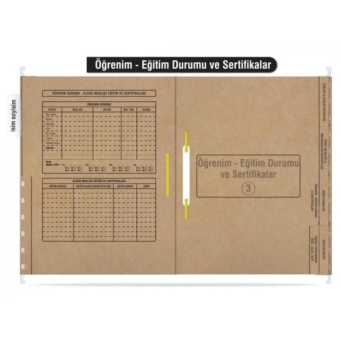 Personel Özlük Dosyası 8 Yapraklı (Metal Askılı 50 Adet)