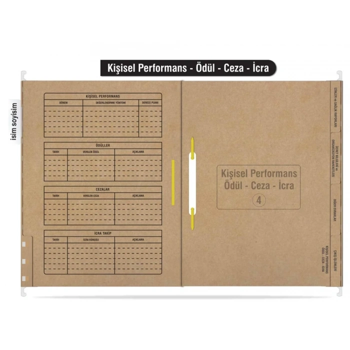 Personel Özlük Dosyası 8 Yapraklı (Metal Askılı 50 Adet)