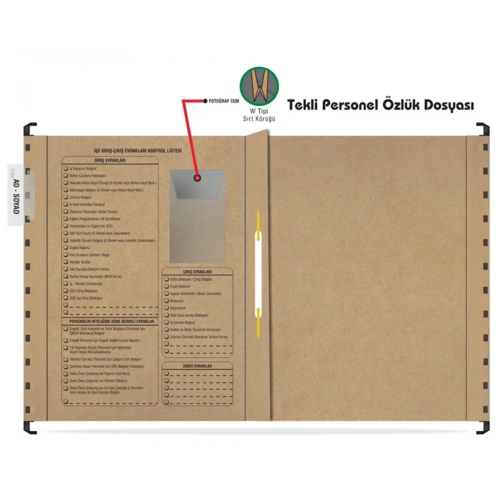 Personel Özlük Dosyası Tek Gözlü (Plastik Askılı 25 Adet)