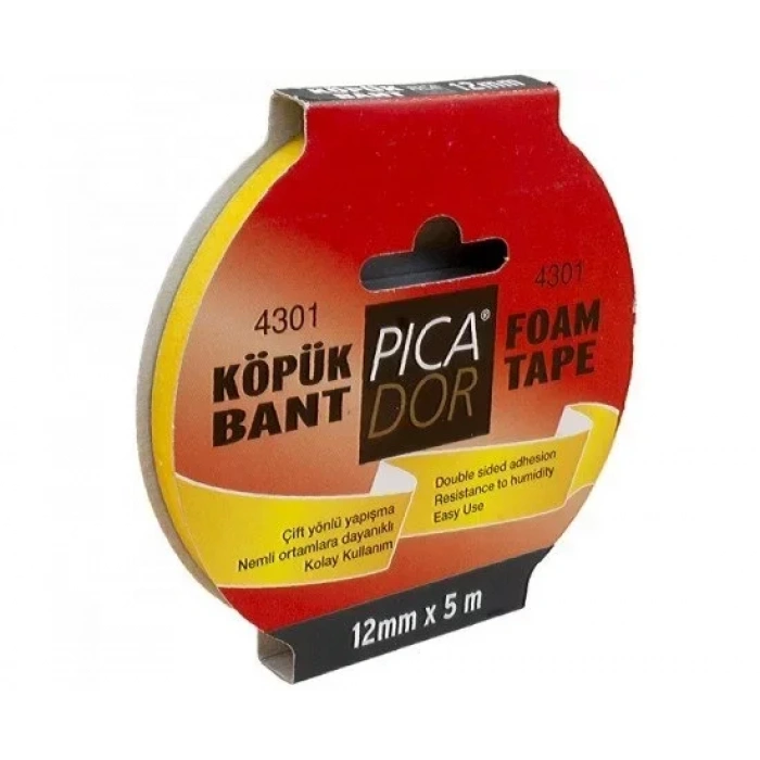 Picador Çift Taraflı Köpük Bant 12mmx5m Askılı (ko001)