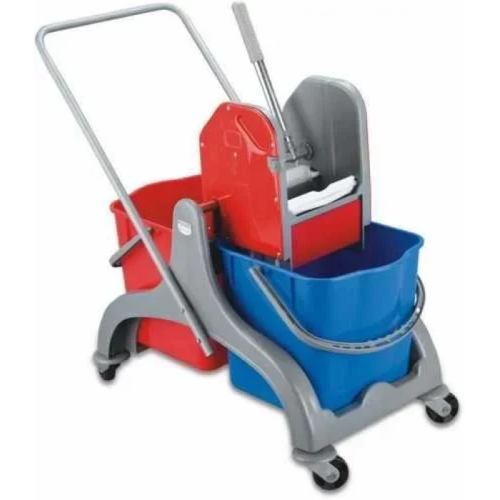 Plastik Gövdeli Çift Kovalı Temizlik Arabası