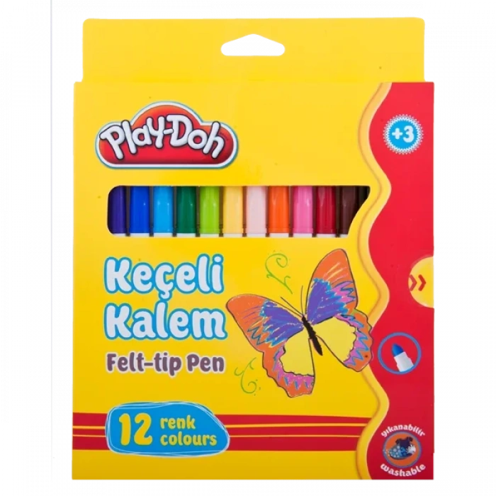 Play-Doh Keçeli Kalem Karton Kutu 5 MM 12 Renk PLAY-KE007