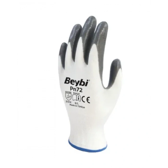 PN72 Gri İş Eldiveni Nitril Kaplama(1 Çift)