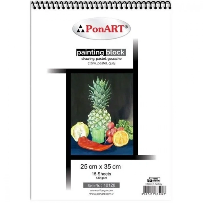 Ponart Drawing & Painting Blok Resim Defteri 130 gr. 25x35 cm. 15 Yaprak PHM-10-120