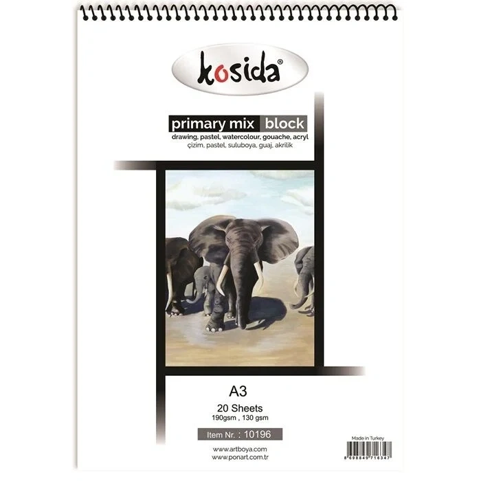 Ponart Kosida Primary Painting Mix Blok Spralli A3 Karma Resim Defteri 20 Sayfa