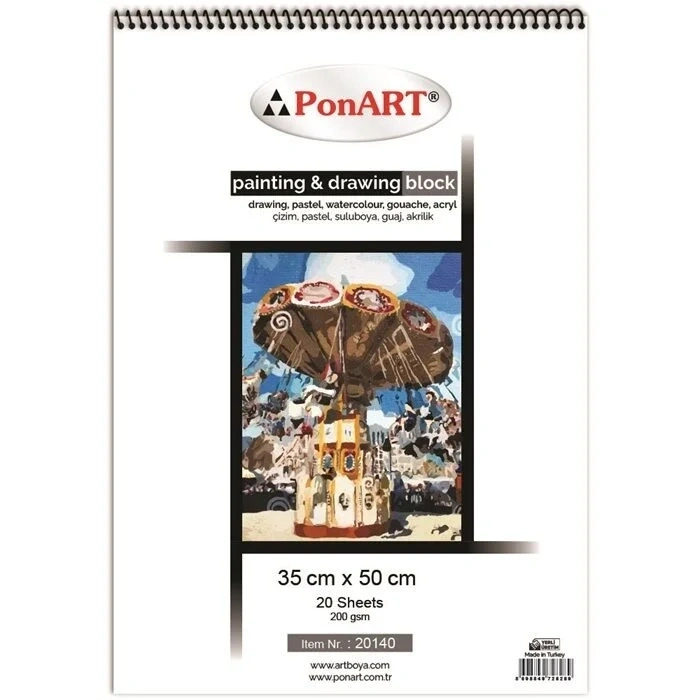 Ponart Painting & Drawing Block Resim Defteri 35x50 cm. 20 Sayfa 20140