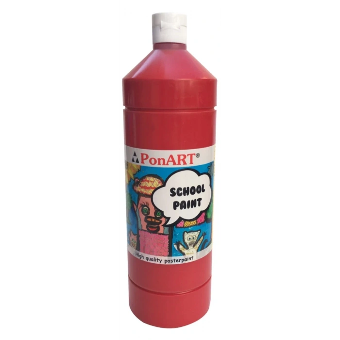 Ponart School Paint Tempera Boya 1000 ml. PSP-2208 K.KIRMIZI