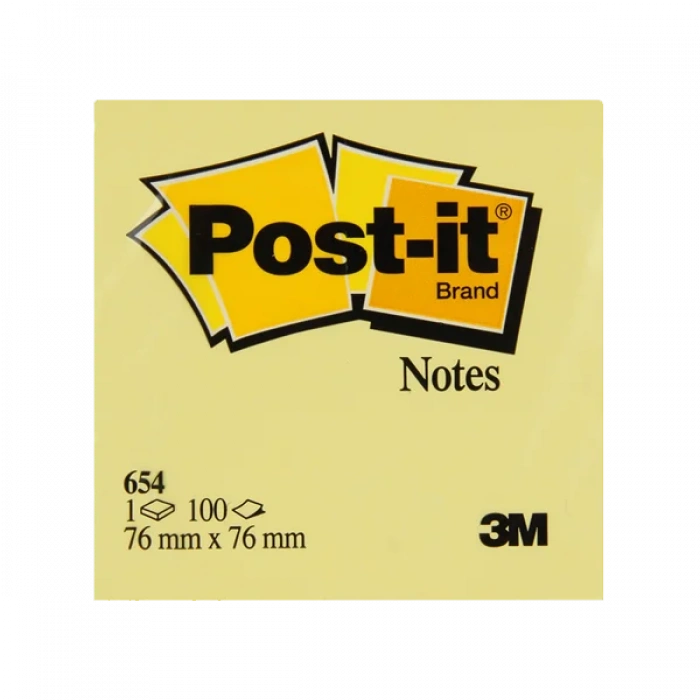 Post-it 654 Yapışkanlı Not Kağıdı 76x76mm (100 Yaprak)