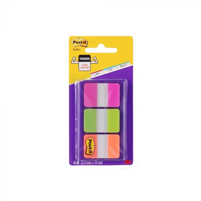 Post-it Sert Seperatör Kalın Polyester Mor Yeşil Turuncu 3 Renk 22 Adet