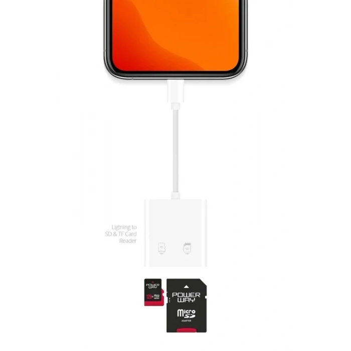 POWERWAY AC07 LİGHTNİNG TO SD TF CARD ÇEVİRİCİ KABLOSU