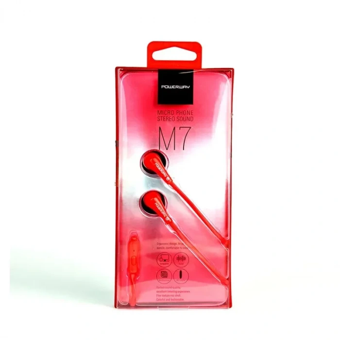 Powerway M7 Stereo Mikrofonlu Kulakiçi Kulaklık Kırmızı