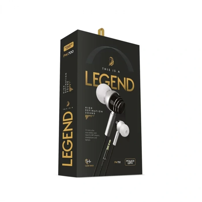 POWERWAY PW700 LEGEND STEREO KULAKİÇİ KULAKLIK SİYAH 3.5mm JAK