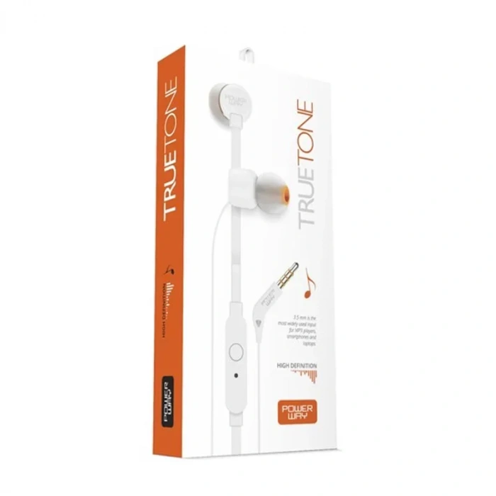POWERWAY TRUETONE MİKROFONLU KULAKİÇİ KULAKLIK BEYAZ
