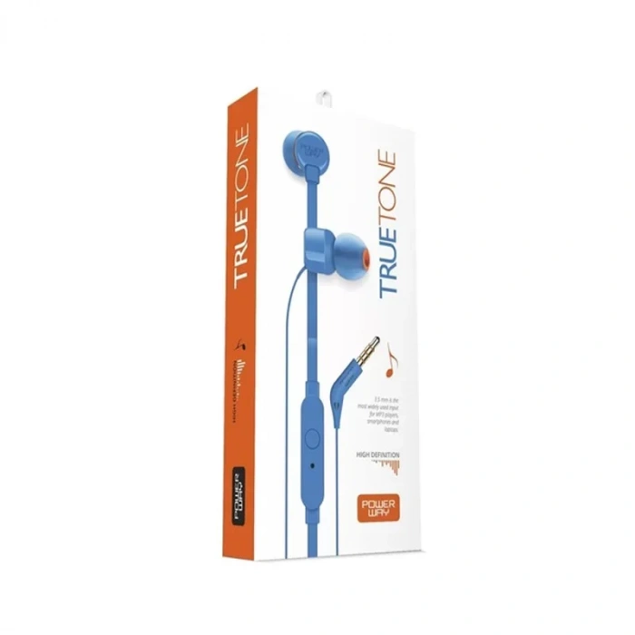 POWERWAY TRUETONE MİKROFONLU KULAKİÇİ KULAKLIK MAVİ