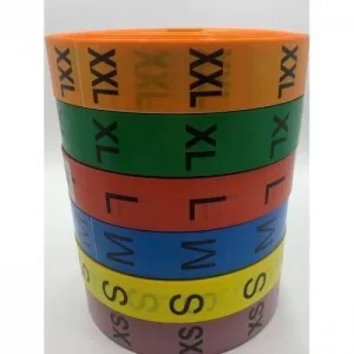 Renkli Beden Etiketi 6xl Beden 400 Lü Sarım 4000 Adet