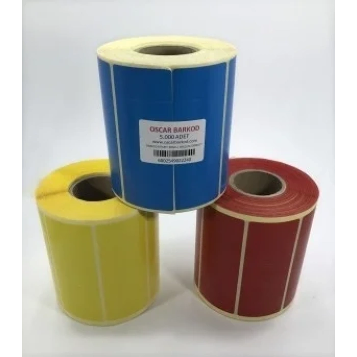 RENKLİ KUŞE ETİKET 40X20 5Lİ 5000 ADET