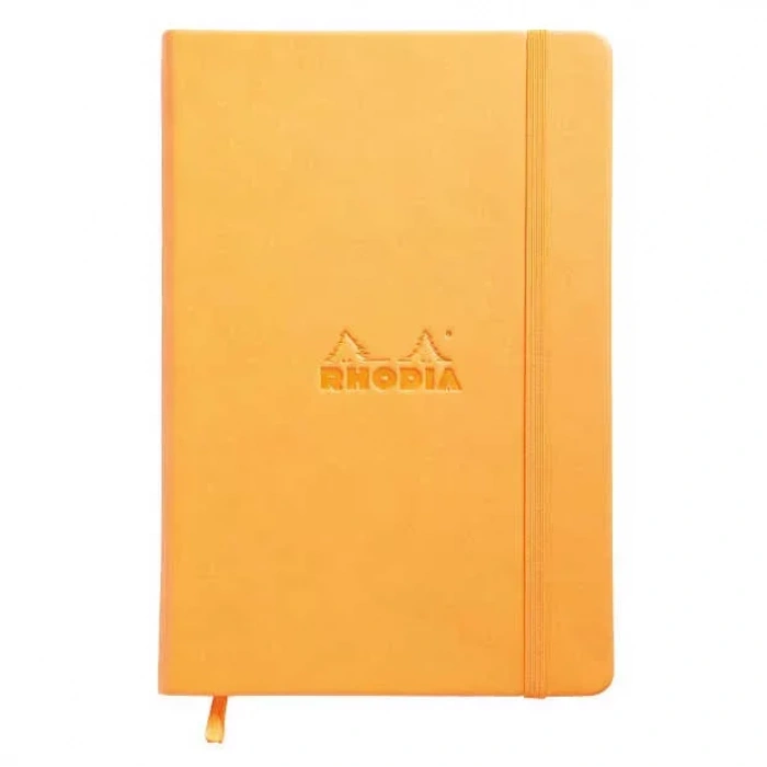 Rhodia Boutique Webnotebook Italyan Deri Çizgisiz Defter (yandan) Turuncu Sert Kapak
