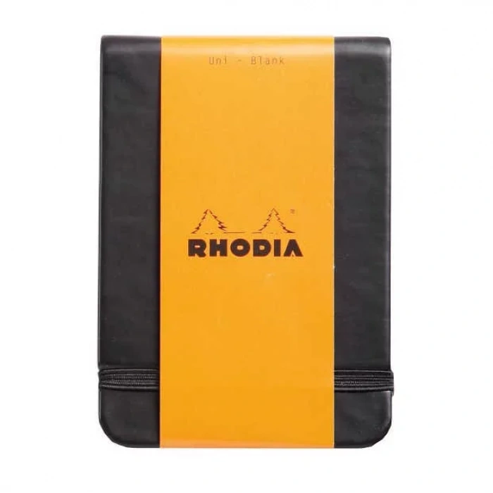 Rhodia Boutique Webnotebook Italyan Deri Kısa Kenarlı Ciltli(üstten) Çizgili Defter Siyah Sert Kapak