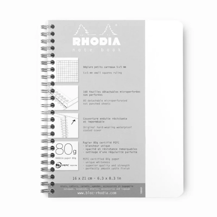 Rhodia Note Book Kareli Spiralli Defter Beyaz A5