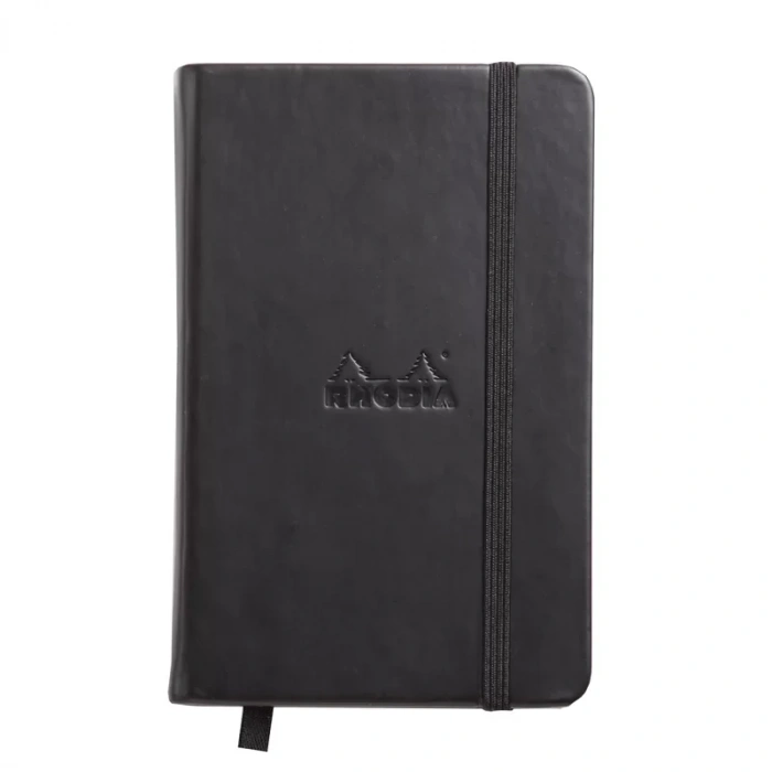 Rhodia Sert Kapak Lastikli Defter Noktalı Siyah 9x14cm