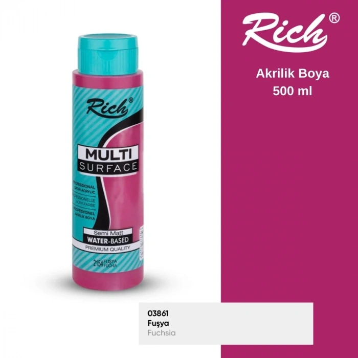 Rich Multi Surface Akrilik Boya 500ml 2154 Fuşya