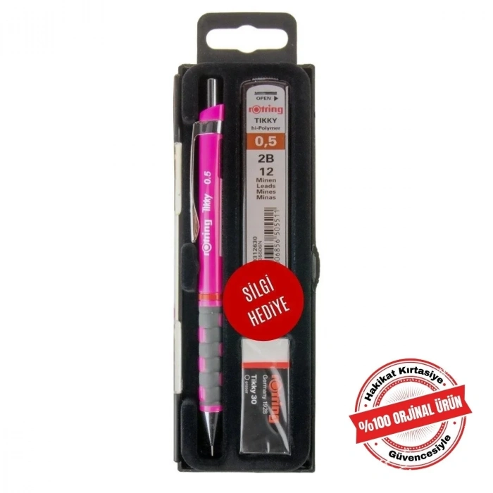 Rotring Tikky Grafik Teknik Çizim Kalemi Silgi Hediyeli Set 0.5mm Neon Pembe