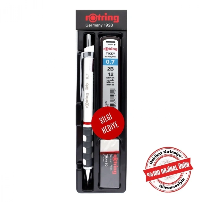 Rotring Tikky Grafik Teknik Çizim Kalemi Silgi Hediyeli Set 0.7mm Beyaz