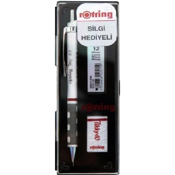Rotring Tikky Versatil Kalem + Min + Silgi Okul Seti 0.5 mm BEYAZ