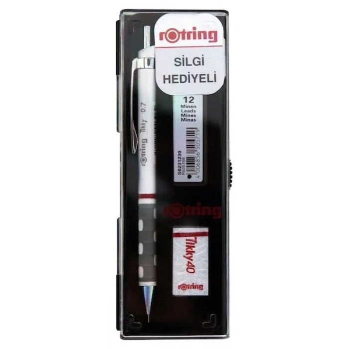 Rotring Tikky Versatil Kalem + Min + Silgi Okul Seti 0.7 mm BEYAZ
