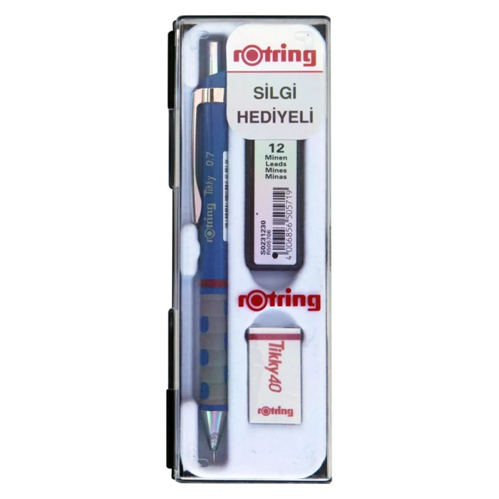 Rotring Tikky Versatil Kalem + Min + Silgi Okul Seti 0.7 mm MAVİ