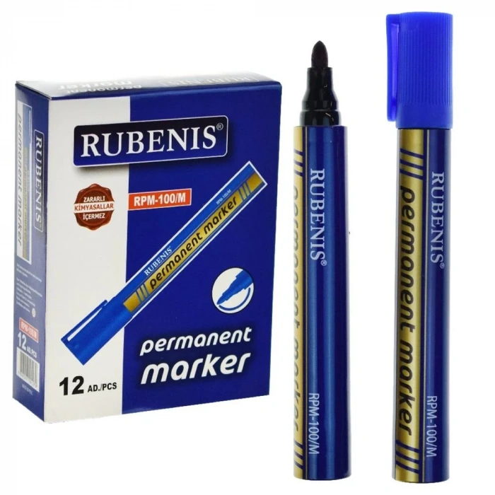 RUBENIS YUVARLAK UÇ PERMANENT MARKER MAVİ RPM-100M
