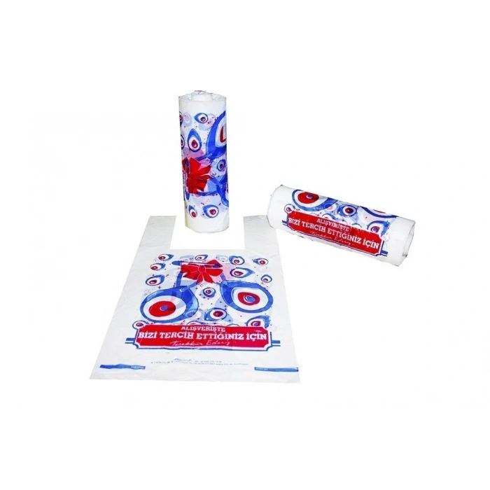 Rulo Hışır Poşet Nazar Boncuğu Baskılı Küçük Boy ( 166lı x 10 Rulo )