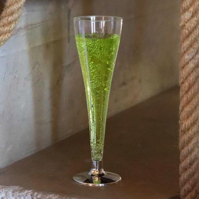 Şampanya Bardağı Metalize Gümüş Ayaklı 120 ml - 6 Adet