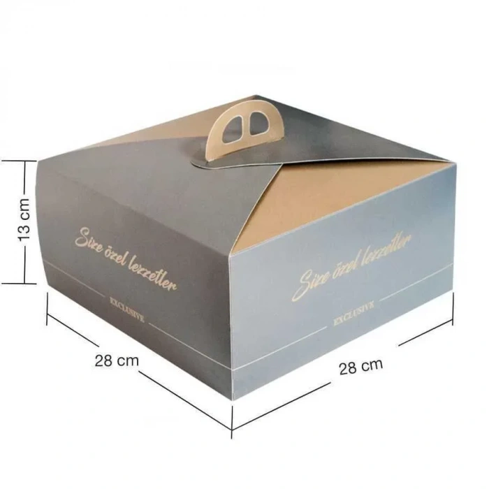 Saplı Turta Kutusu (No:3) 28x28x13 cm - 100 Adet