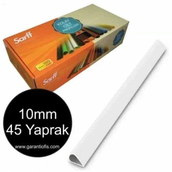 Sarff 10mm Beyaz Oval Sırtlık 45 Yaprak Kapasiteli (100 Lü Kutu)