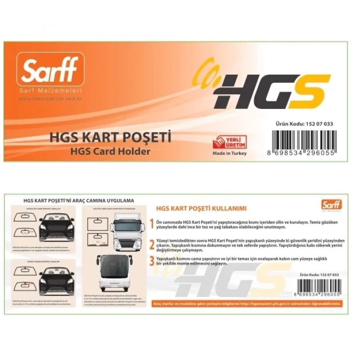 Sarff 12x4cm Hgs Kart Poşetleri - 25adet